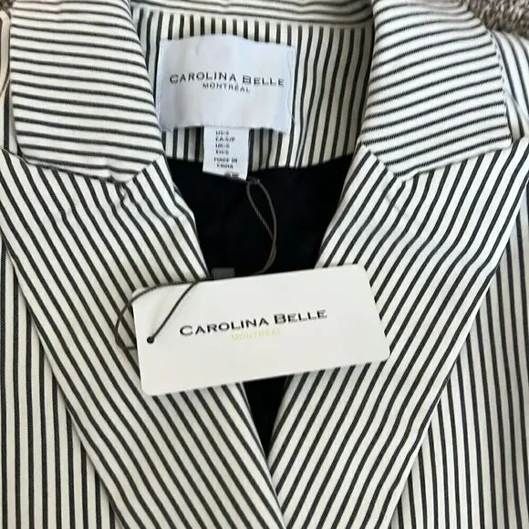 New Carolina Belle Neutral Pinstripe Blazer Jacket Academia Seersucker- Small - Picture 4 of 13
